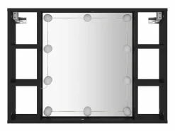 Best vidaxl Mueble con espejo y LED 76x15x55 cm Negro