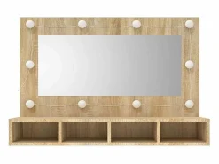 vidaxl Mueble con espejo y luces LED color roble Sonoma 90x31,5x62 cm