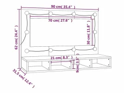 New Mueble con espejo y luces LED 90x31,5x62 cm Mueble De Pared Para Baño