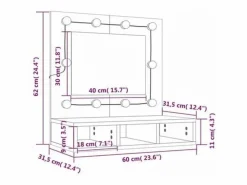Online Mueble con espejo y luces LED roble Sonoma 60x31,5x62 cm Mueble De Pared Para Baño