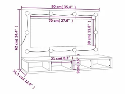 Sale Mueble con espejo y luces LED hormigón 90x31,5x62 cm Mueble De Pared Para Baño