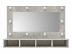 Sale Mueble con espejo y luces LED hormigón 90x31,5x62 cm Mueble De Pared Para Baño
