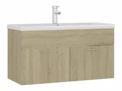 Online Mueble con lavabo madera de ingeniería roble Sonoma ES762561 Marru00f3n