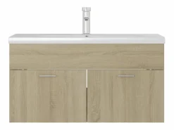 Online Mueble con lavabo madera de ingeniería roble Sonoma ES762561 Marru00f3n