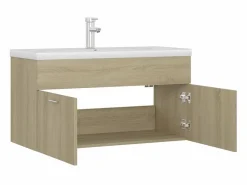 Online Mueble con lavabo madera de ingeniería roble Sonoma ES762561 Marru00f3n