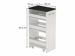 New Mueble con ruedas blanco/antracita 30x46x84.8 rivo Mueble Camarera