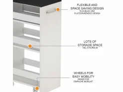 New Mueble con ruedas blanco/antracita 30x46x84.8 rivo Mueble Camarera