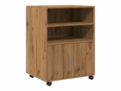 New Mueble con ruedas de roble hecho a mano 60x48x81 cm madera de ingeniería Armario Oficina