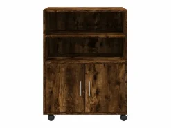 Hot Mueble con ruedas de roble ahumado 60x48x81 cm madera de ingeniería Marru00f3n