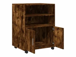Hot Mueble con ruedas de roble ahumado 60x48x81 cm madera de ingeniería Marru00f3n
