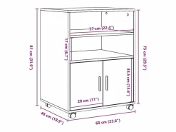 Hot Mueble con ruedas de roble ahumado 60x48x81 cm madera de ingeniería Marru00f3n