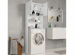 AHD Mueble cubre lavadora salvaespacio de columna con 2 puertas y 2 estantes