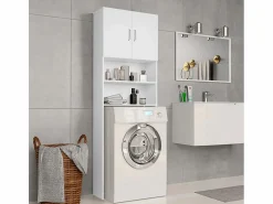 AHD Mueble cubre lavadora salvaespacio de columna con 2 puertas y 2 estantes