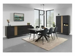 Discount Mueble de almacenamiento XL LOFT – 3 puertas y 1 nicho – y roble claro – Patas de metal – L127 x H180 x P50 cm Vitrina Para Vajilla
