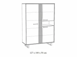 Discount Mueble de almacenamiento XL LOFT – 3 puertas y 1 nicho – y roble claro – Patas de metal – L127 x H180 x P50 cm Vitrina Para Vajilla