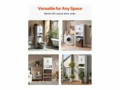 Mueble de Almacenamiento para WC SucceBuy, Altura 165,1 cm, Almacenamiento Encima del Inodoro o la Lavadora, Armario de Baño que Ahorra Espacio,