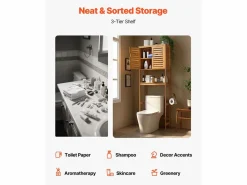 Sale Mueble de Almacenamiento para WC SucceBuy, Almacenamiento Encima del Inodoro o la Lavadora, Armario de Baño que Ahorra Espacio, Natural Estantería Sobre Inodoro