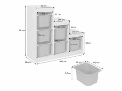 Sweeek Mueble de almacenamiento infantil escalera, 6 cajones de