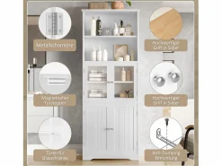 Hot Mueble de baño - 48 x 33 x 83 cm - con 1 puerta + estantes + lavabo de cerámica integrado - Cerámica + MDF - Gris Columna De Baño