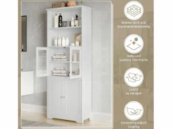 Hot Mueble de baño - 48 x 33 x 83 cm - con 1 puerta + estantes + lavabo de cerámica integrado - Cerámica + MDF - Gris Columna De Baño