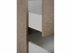 Mueble de baño 140 cm (2x 60 + 20) con encimera superior + patas para mueble, color: Roble Claro, 140 x 46 x 80,7 cm Mueble De Lavabo