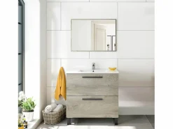 Online VS Venta-stock Mueble de baño Alise 2 cajones con espejo, sin lavabo, Color Alaska Color natural claro