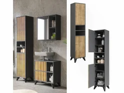 Sale Mueble de baño antracita/roble de montaña 38x30x180 leano Columna De Baño