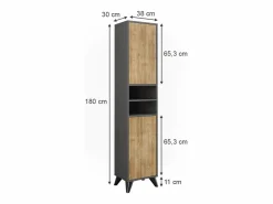 Sale Mueble de baño antracita/roble de montaña 38x30x180 leano Columna De Baño