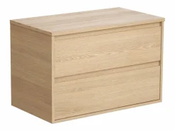 Online Vente-unique Mueble de baño bajo lavabo con encimera, chapado en roble, 80 cm, MILIPAM Color natural claro
