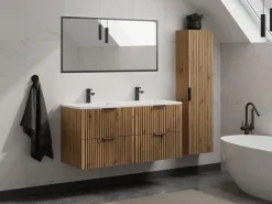 Vente-unique Mueble de baño bajo lavabo, natural claro, An120 cm, ZEVARA