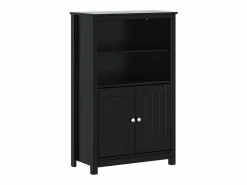 New vidaxl Mueble de baño BERG madera maciza de pino 69,5x34x110 cm Negro