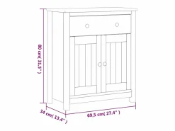 vidaxl Mueble de baño BERG madera maciza de pino 69,5x34x80 cm
