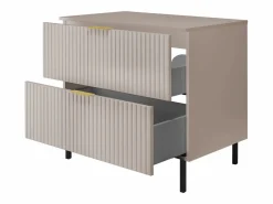 Discount Mueble de baño, cachemir, 80 x 77 x 46 cm, tirador dorado, patas negras + encimera Beige
