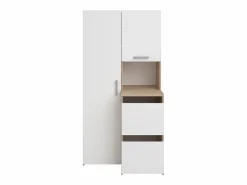 Vente-unique Mueble de baño con 3 armarios y una columna - L92 x Alt. 184 cm - ERKANO
