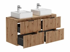Sale Mueble de baño con acabado y lavabo sobre encimera, , 120 cm de ancho, ZEVARA Mueble De Baño Con Doble Lavabo