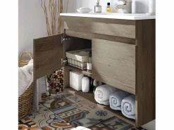 Hot Mueble de Baño con Espejo Cotton 2 Puertas Nordik Marru00f3n