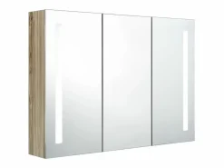 vidaxl Mueble de baño con espejo LED color roble 89x14x62 cm