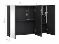 vidaxl Mueble de baño con espejo LED 89x14x62 cm