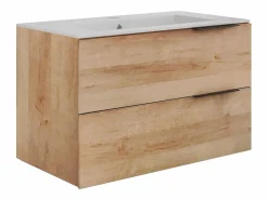 Vente-unique Mueble de baño con lavabo simple - - 80 cm - NISAYA Color natural claro