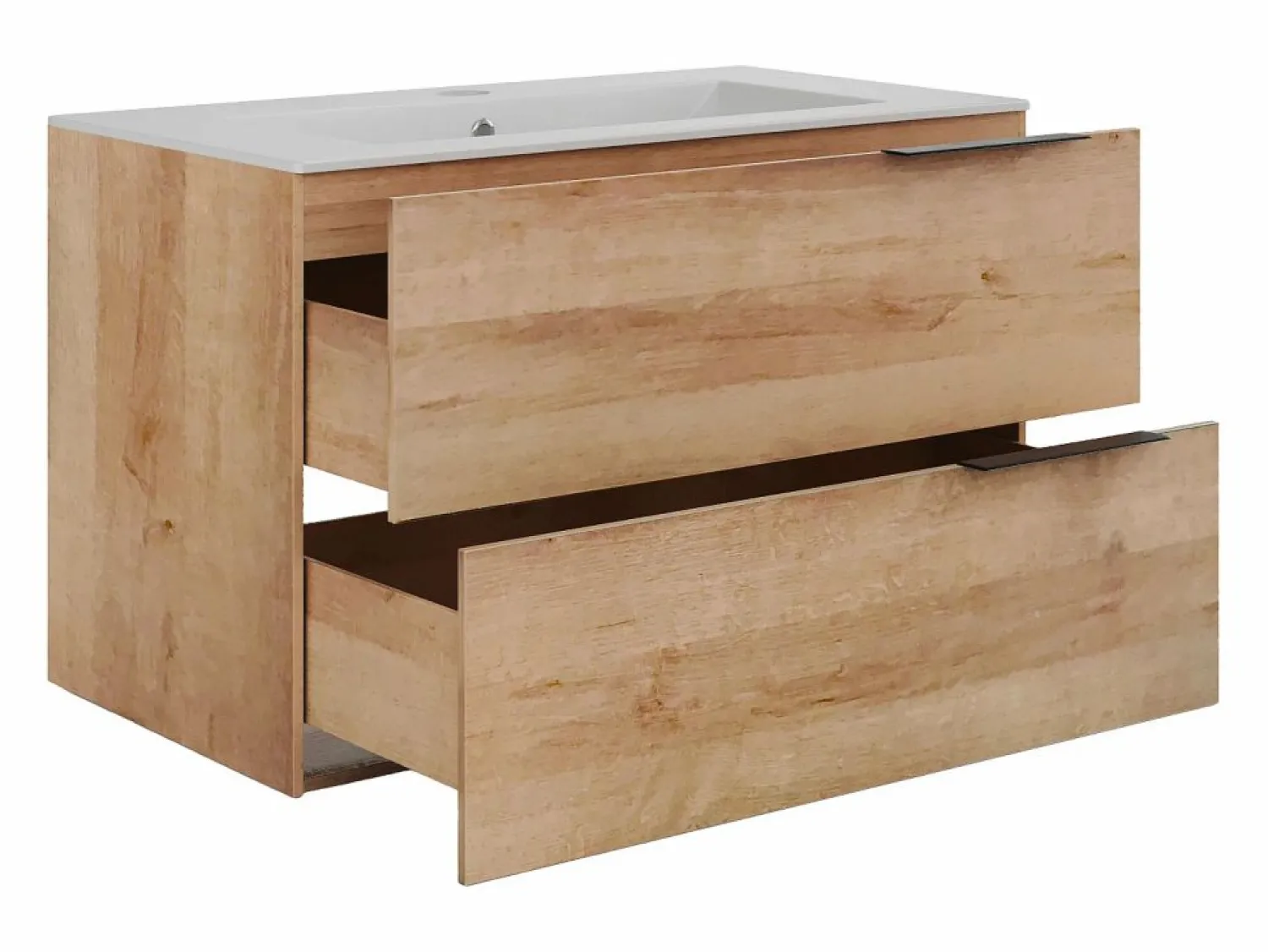 Vente-unique Mueble de baño con lavabo simple - - 80 cm - NISAYA Color natural claro