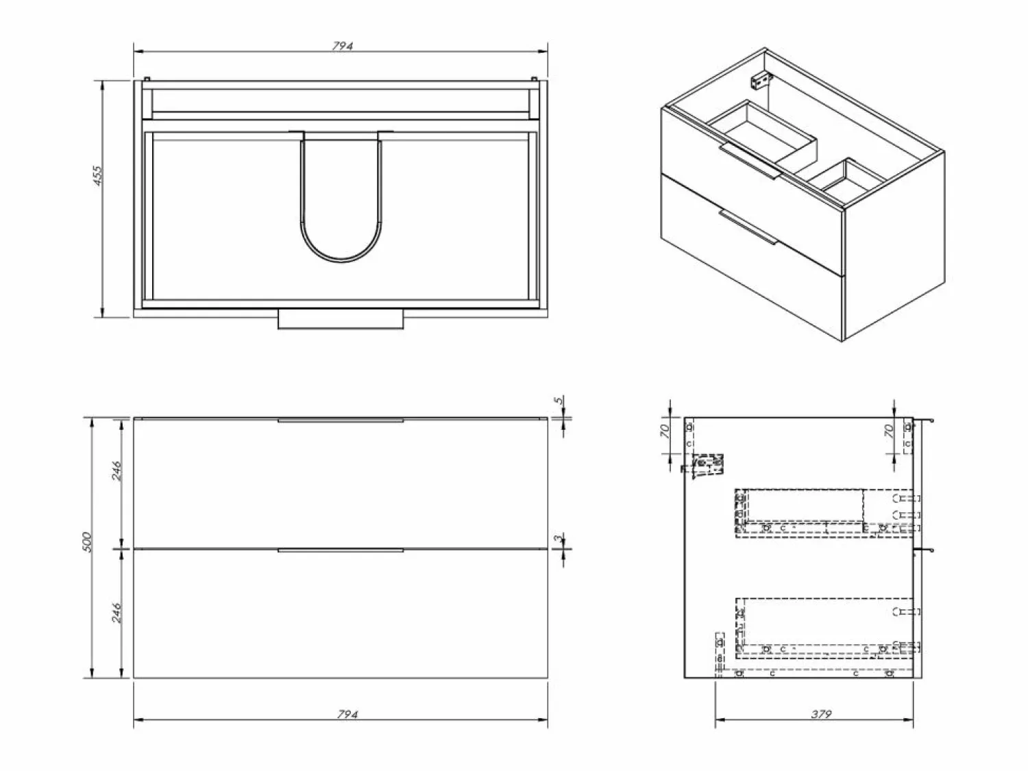Vente-unique Mueble de baño con lavabo simple - - 80 cm - NISAYA Color natural claro