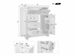 Best ModernLuxe Mueble de baño con lavabo de cerámica - 1 puerta y 3 cajones - (grifo no incluido) Blanco
