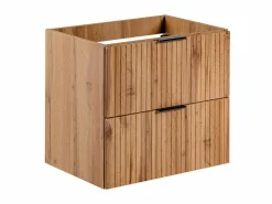 Vente-unique Mueble de baño con lavabo encastrado, natural claro, An60 cm, ZEVARA