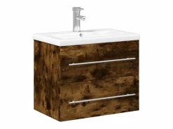Outlet Mueble de baño con lavabo integrado roble ahumado ES616136 Mueble De Pared Para Baño