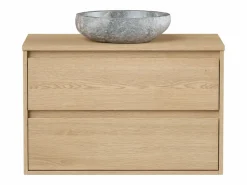 Vente-unique Mueble de baño con lavabo de piedra, 80 cm, MILIPAM Color natural claro
