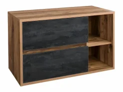 Sale Mueble de baño con lavabo redondo, natural y antracita, 100 cm, TIKITIKI Mueble De Baño Simple