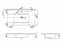 Vente-unique Mueble de baño con lavabo flotante, color natural claro y negro, L80 cm, LANNICK Negro / Color natural claro