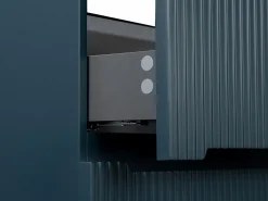 New Vente-unique Mueble de baño con lavabo individual suspendido estriado azul, Ancho 80 cm, PAVANI Azul oscuro