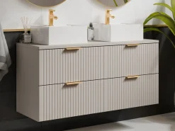 Online Vente-unique Mueble de baño con lavabo sobre encimera, , 120 cm de ancho, ZEVARA Beige