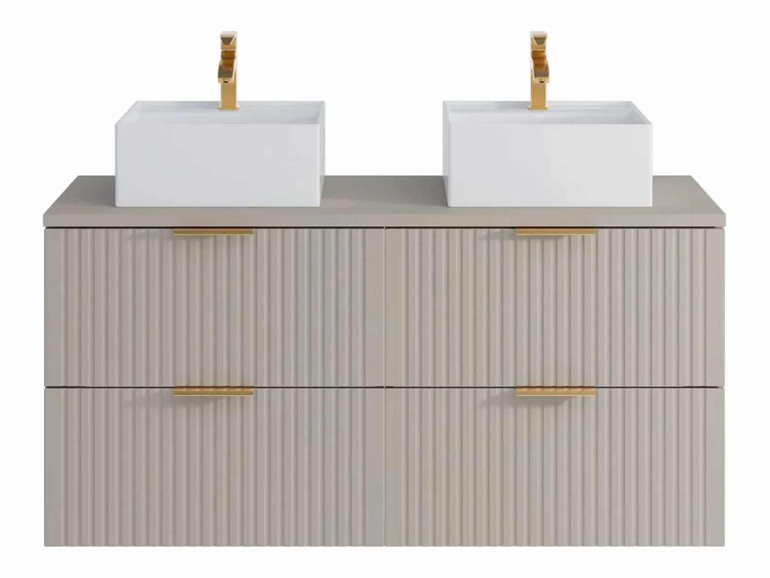 Online Vente-unique Mueble de baño con lavabo sobre encimera, , 120 cm de ancho, ZEVARA Beige